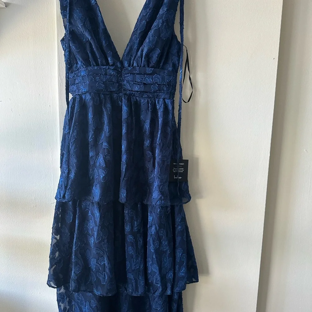 Lulu's Blue Ruffled Tiered Midi Sundress - Picture 3 of 4